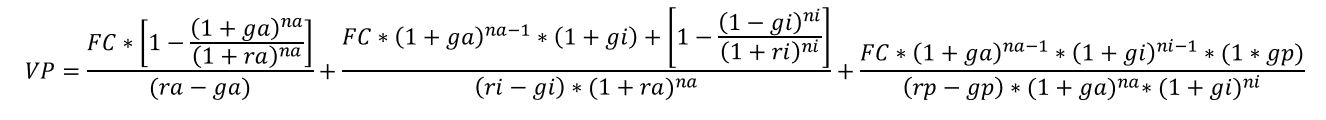 Modelo de Crescimento em 3 Estagios formula